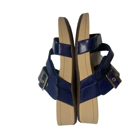 Vionic Rio Platform Sandals Wedge Adjustable Straps Navy Blue Womens Size 10.5 - Picture 7 of 10